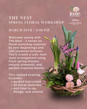 June Florals Spring Floral Workshop: The Nest - March 26
